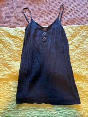 Rip Curl black mini dress with button front